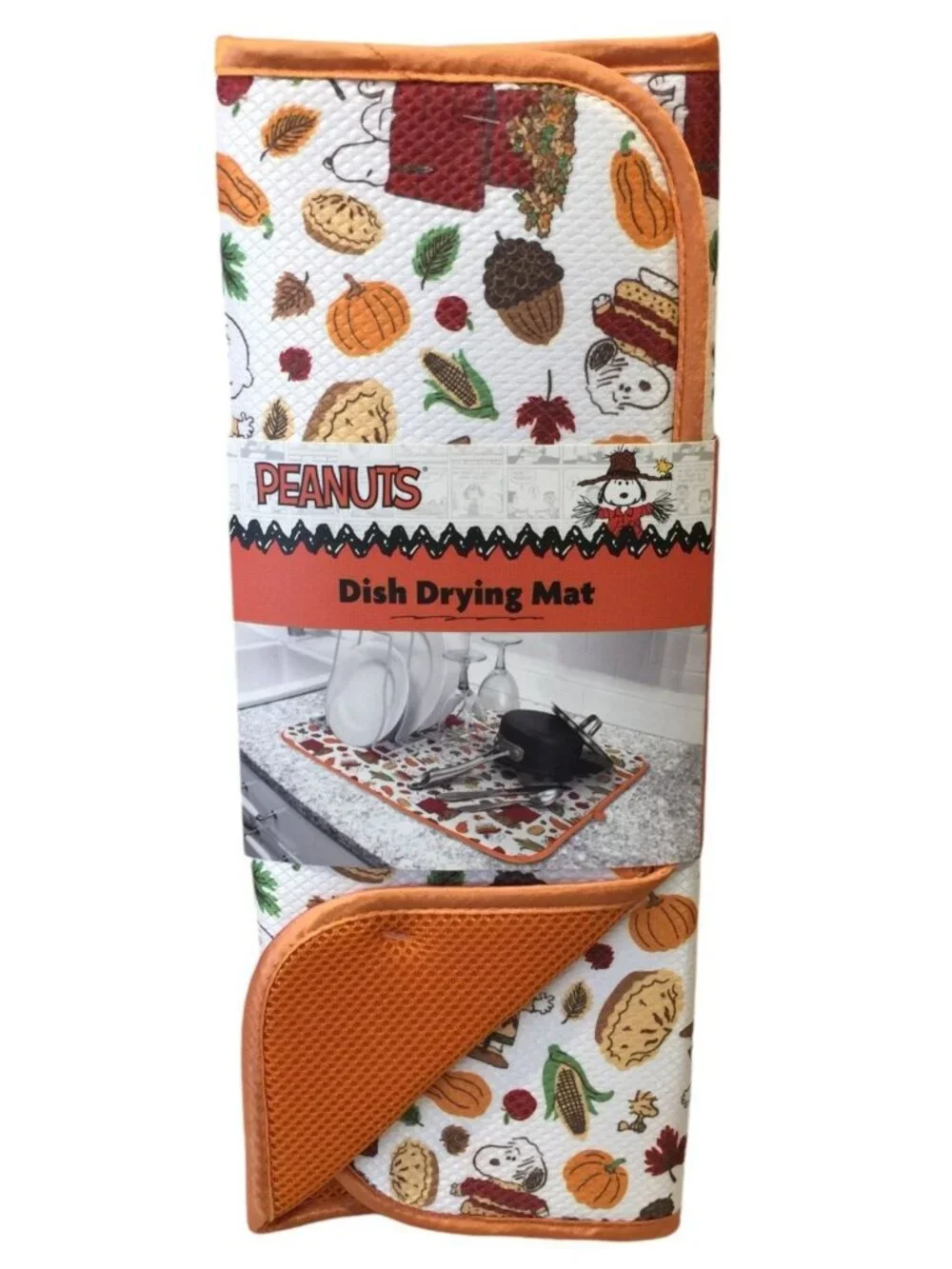 Peanuts Fall Kitchen Drying Mat Snoopy Charlie Brown Woodstock Pumpkins Leaves